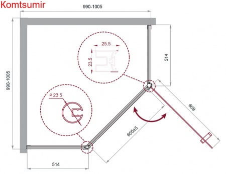 Душевой уголок BelBagno UNO-195-P-1-100-C-NERO
