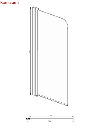 Душевая шторка Azario MERRIT 700*1500, 5 мм (Черный профиль)