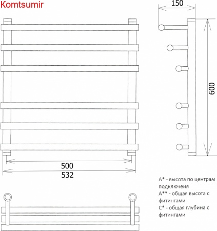 Полотенцесушитель водяной Двин F braid 60/50 1"-3/4"-1/2"