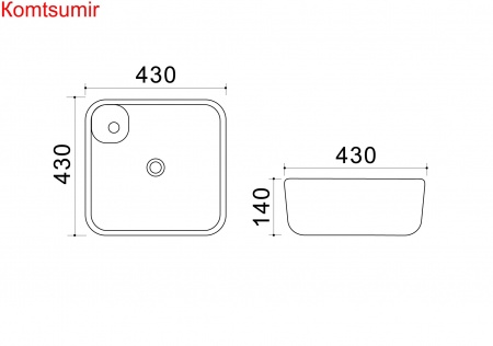 Раковина Azario 43х43х14 накладная, белая (AZ41267)