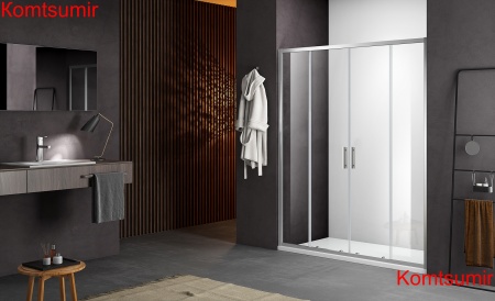 Душевое ограждение SANTREK AQUA Time- DF-1700-G-Chrome 17001950 Прямое стекло Грейп 6 мм, профиль Хром