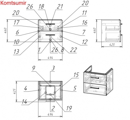 Тумба Cersanit LARA 50