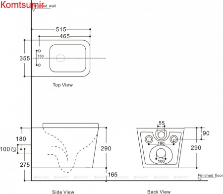 Унитаз подвесной Aquanet Rimless Tavr 2.0 W LX-1907