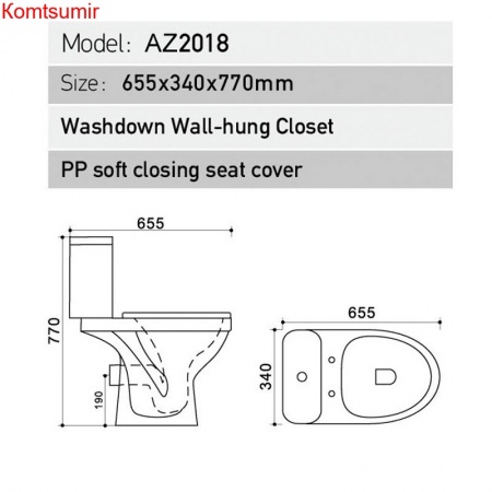 Унитаз компакт напольный Azario Trend 655х350х770 с бачком и сиденьем микролифт (AZ2018-P) Унитаз компакт напольный Azario Trend 655х350х770 с бачком и сиденьем микролифт (AZ2018-P)