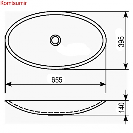 Раковина накладная Azario 655х395х140 овальная, белый (AZ- 40148)