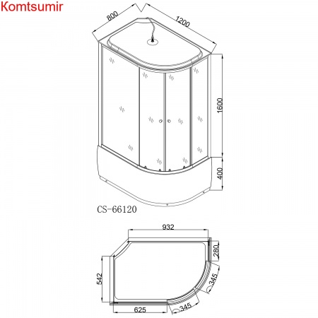Душевая кабина Loranto 120х80х215, поддон 40 см (CS-66120L G)