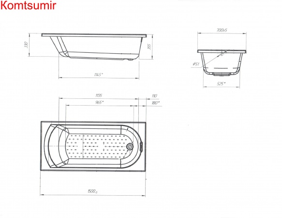 Акриловая ванна 1Marka Ванна Poseidon Lily 150x70