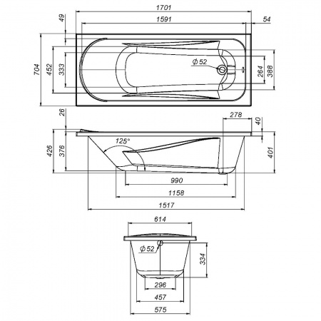 AM.PM W76A-170-070W-A Sense New, ванна акриловая A0 170x70