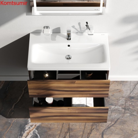 M90FHX0752HF Gem, База под раковину, подвесная, 75 см, 2 ящика, цвет: орех