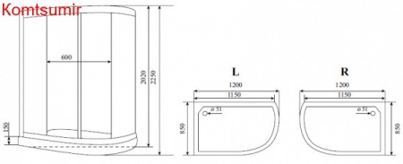 Timo Standart T-1102 P R душевая кабина (120*85*220), шт