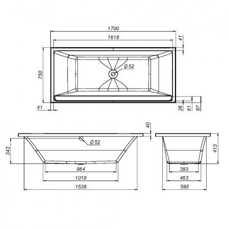 AM.PM W52A-170-075W-A Inspire V2.0 Ванна акриловая 170х75 A0, шт