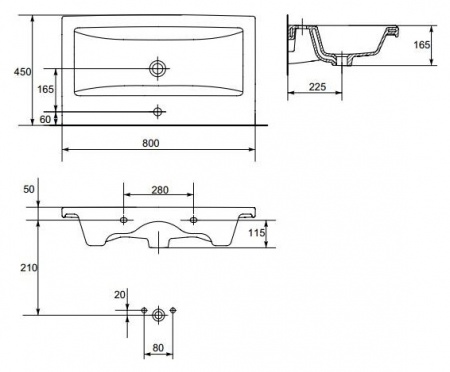 Мебельная раковина Cersanit Como 80
