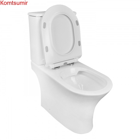 Унитаз-компакт Azario FRETTA ROUND N 340х650х770 напольный, безободковый, c быстросьемным сиденьем микролифт (AZ-1038A)