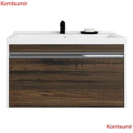 Тумба под раковину AQUATON Капри 80 подвесная, темное дерево (1A230201KPDB0)