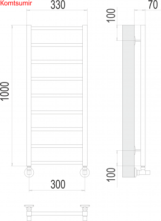Контур П9 300х1000 Полотенцесушитель  TERMINUS