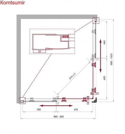 Душевой уголок BelBagno UNO-195-AH-2-100/90-P-Cr