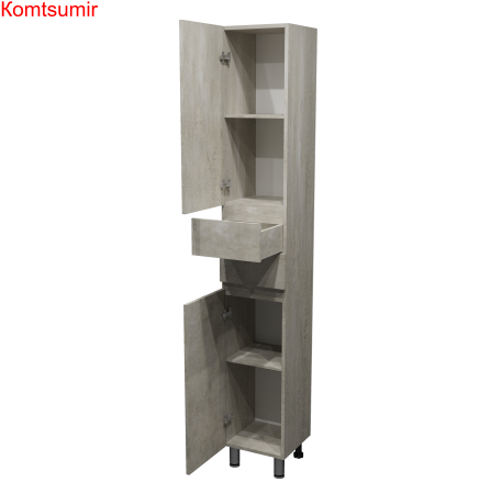 Пенал Djena Окант напольный 30 2 двери 2 ящика цемент левый Пенал Djena Окант напольный 30 2 двери 2 ящика цемент левый