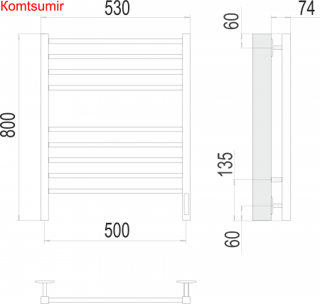 Ватикан П8 500х800 электро КС 9005 матовый  ( new встроен диммер) Полотенцесушитель TERMINUS Ватикан П8 500х800 электро КС 9005 матовый  ( new встроен диммер) Полотенцесушитель TERMINUS