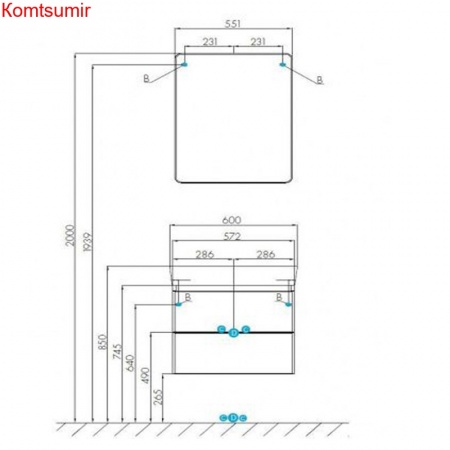 Тумба под раковину AQUATON Скай 60 подвесная, белая (1A238201SY010)
