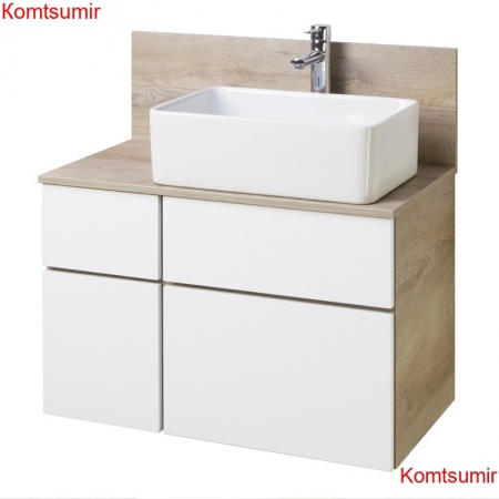 Тумба под раковину AQUATON Мишель 80 подвесная, Дуб Эндгрейн/Белый 1A244501MIX40