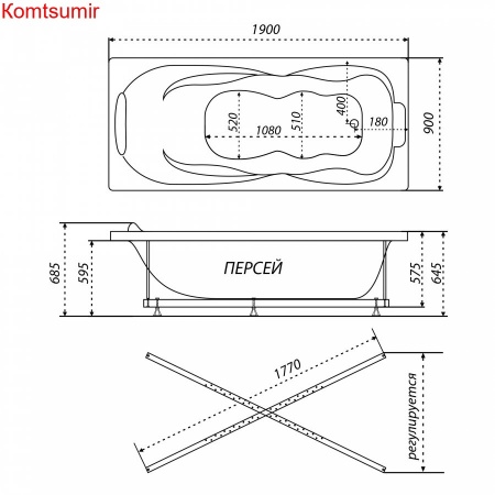 Акриловая ванна Тритон Персей 190x90