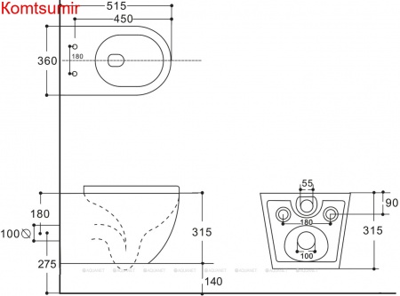 Унитаз подвесной Aquanet Rimless Cetus 2.0 W LX-1901