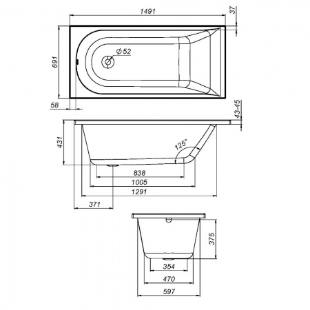 AM.PM W72A-150-070W-A2 Ванна акриловая spirit 150x70, без слива/перелива