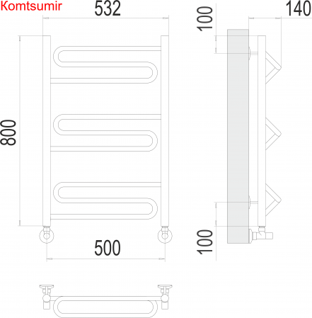 Юпитер П9 500х800 Полотенцесушитель  TERMINUS Юпитер П9 500х800 Полотенцесушитель  TERMINUS