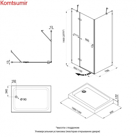 Душевое Ограждение Triton Брава-Хром 120*80