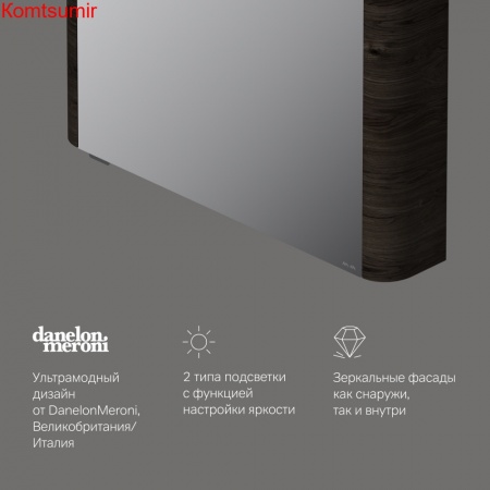 M30MCL0801TF Sensation, зеркало, зеркальный шкаф, левый, 80 см, с подсветкой, табачный дуб, текстур