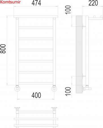 Контур с/п П7 400х800 Полотенцесушитель  TERMINUS