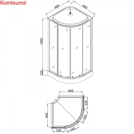 Душевая кабина Loranto 90х90х215 поддон 13см, черный кирпичный узор, прозрачное стекло 4мм, профиль черный (CS669013GB90)