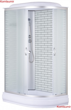 Душевая кабина Loranto 120х80х215 поддон 20 см, белый кирпичный узор, стекло 4 мм, профиль хром (CS-66120-20L FW 120)