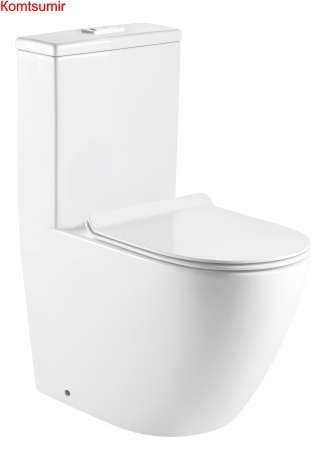 Унитаз-моноблок AZARIO MORANO 680x370х830 напольный безободковый в комплекте с сиденьем дюропласт микролифт, белый (AZ-1001)