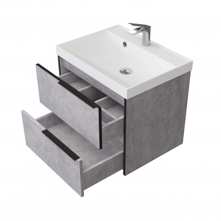 Тумба Fostero 60 подвесная Цемент Светлый с раковиной