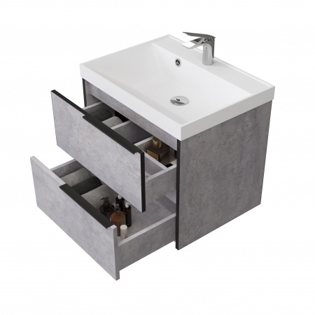Тумба Fostero 60 подвесная Цемент Светлый с раковиной
