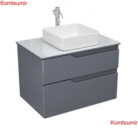 Тумба под раковину OWL 1975 Hella Cristal 80 (OW24.18.01) со стеклянной столешницей, серый лак Тумба под раковину OWL 1975 Hella Cristal 80 (OW24.18.01) со стеклянной столешницей, серый лак