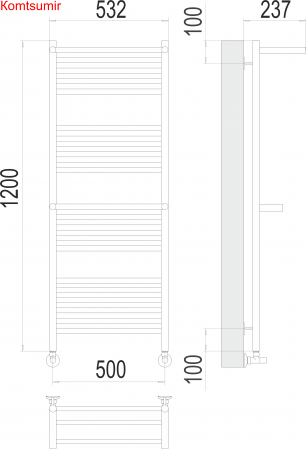 Аврора c 2-мя/п П22 500х1200 Полотенцесушитель  TERMINUS Аврора c 2-мя/п П22 500х1200 Полотенцесушитель  TERMINUS