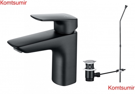 Смеситель для раковины 97 с донным клапаном AQUATEK, матовый черный AQ1011MB ВЕГА