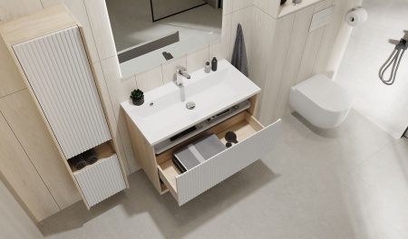 Тумба Tossony 90 подвесная Сонома светлая/Белый