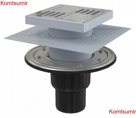 Душевой трап AlcaPlast APV4344 серый, хром, в пол около стены