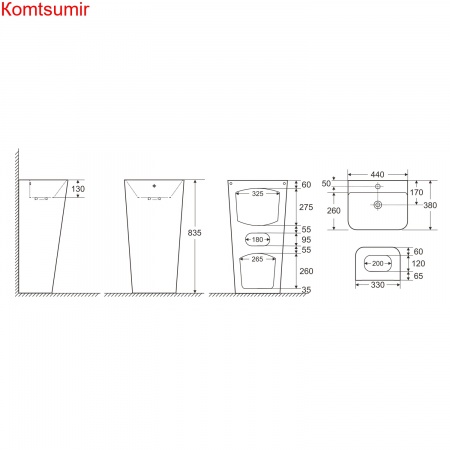 Раковина напольная Azario FRETTA SQUARE 38х44х83.5 Белый (AZ-302)