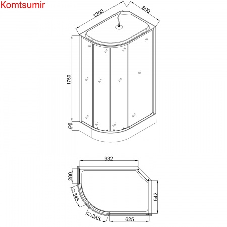 Душевая кабина Loranto 120x80x215 правая, поддон 25 см, 4 мм прозрачное стекло с рисунком "мозайка" (CS-1200-25ТМ/М R)