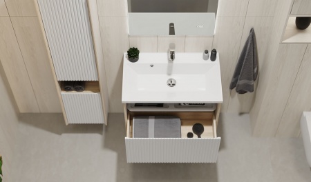 Тумба Tossony 70 подвесная Сонома светлая/Белый