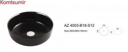 Раковина ультратонкая Trend 38,5*38,5*14 см, черная глянец (AZ-4003)