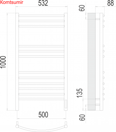 Классик П12 500х1000 электро (sensor quick touch)  Полотенцесушитель TERMINUS Классик П12 500х1000 электро (sensor quick touch)  Полотенцесушитель TERMINUS