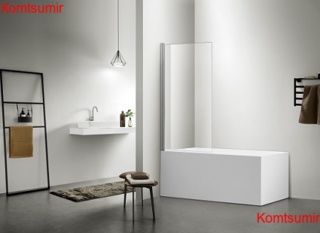 Aquatek Шторка на ванну "Дельта", поворотная, одноэлементная 150х80, хром