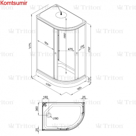 Душевая Кабина Triton Коралл 120*80 НП Л/П
