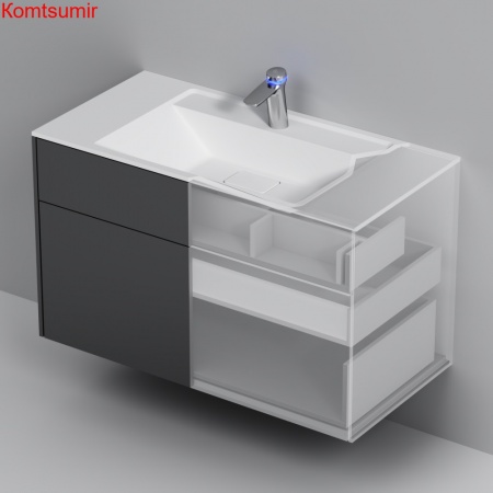 M50AFHX1003GM Inspire V2.0, База под раковину, подвесная, 100 см, 3 ящика, push-to-open, графит мато