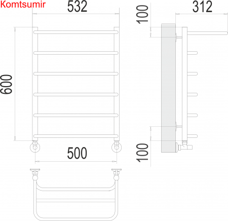 Полка П6 500х600  Полотенцесушитель  TERMINUS